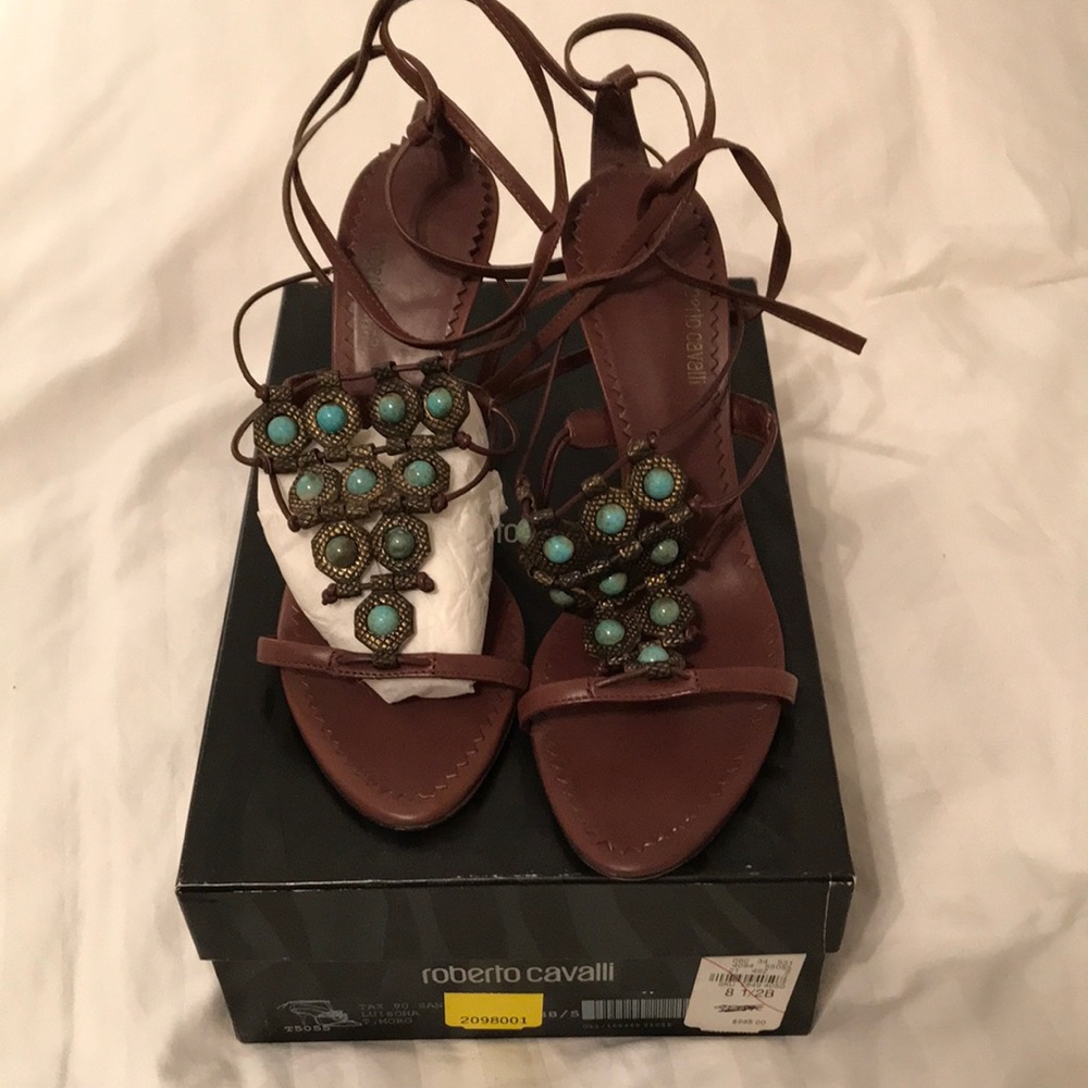 Roberto Cavalli Brown Heels Size 38 1/2 NWT